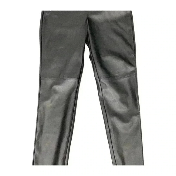 Lulus Keep Your Stride Black Vegan Leather Trouser Leggings Ankle Length SIZE-M - Picture 10 of 13
